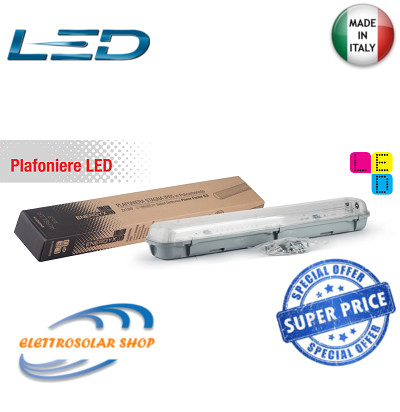 Plafoniera Stagna 2x150w Con Neon LED Luce 4500k